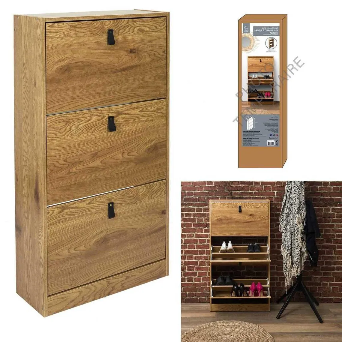 Meuble A Chaussures 3 Portes en Bois  | 3 Suisses