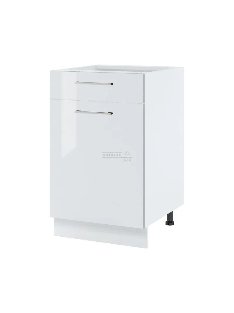 Meuble bas de cuisine Bellissi Blanc Brillant 1 porte 1 tiroir L 60 cm
