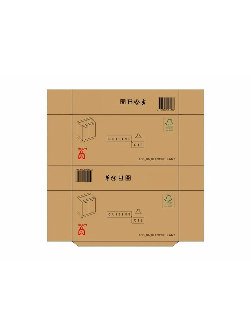 Meuble bas de cuisine Eco Blanc Brillant 2 portes L 60 cm