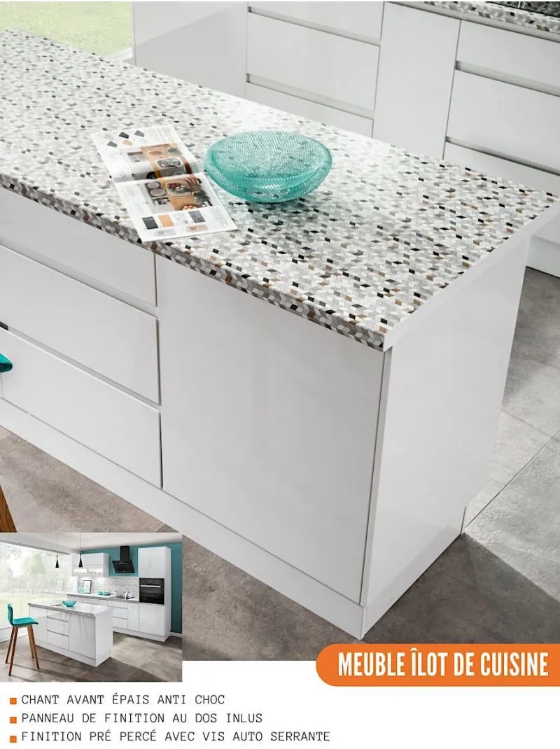 Meuble d'angle pour îlot de cuisine Bellissi Blanc Brillant 1 porte L 105 cm
