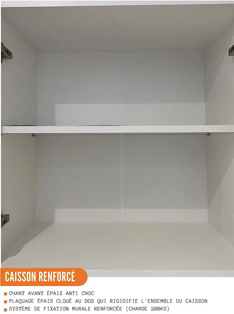 Meuble haut de cuisine Eco Blanc Brillant 2 portes L 60 cm