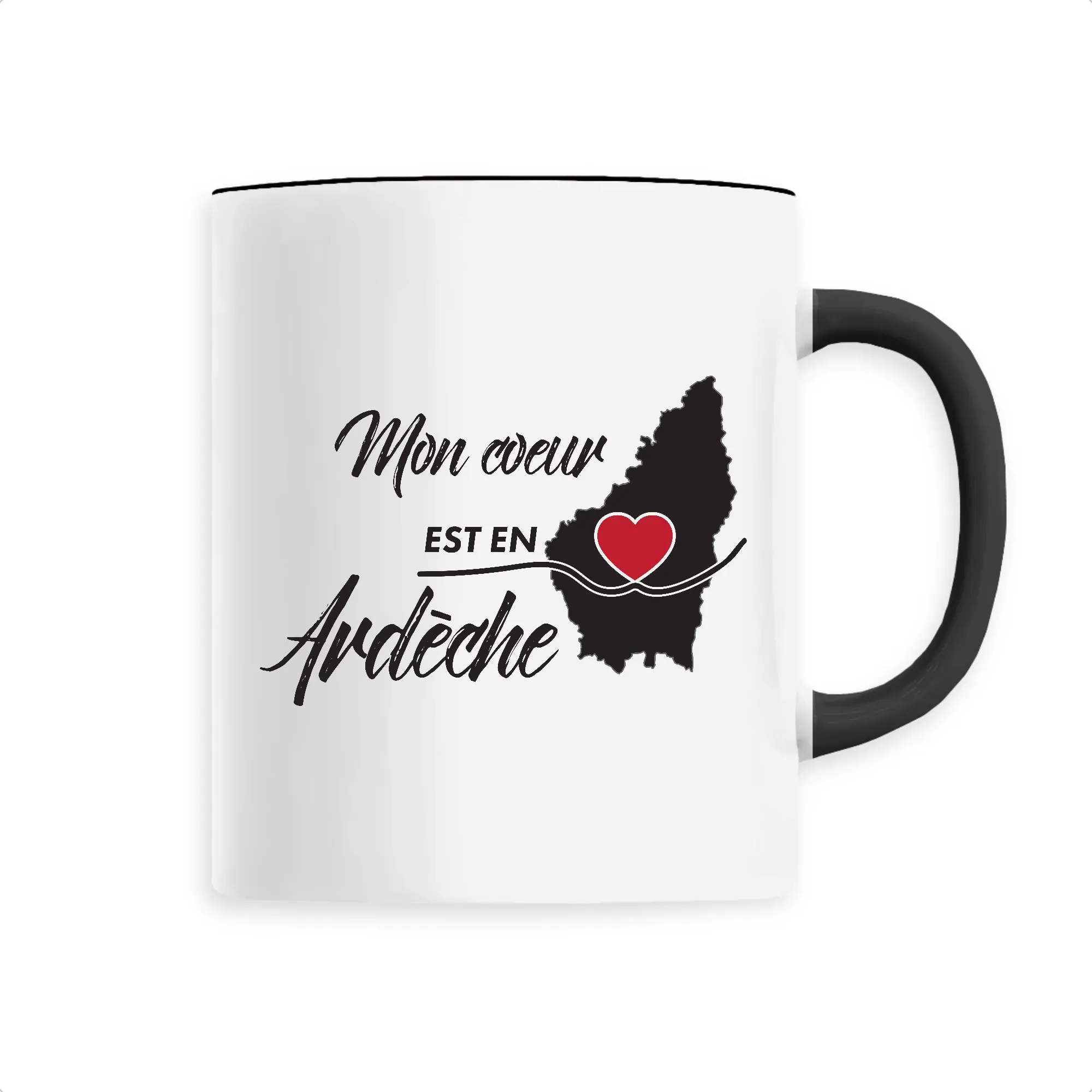 Mon Coeur est en Ardèche - Mug Tasse Café - Imprimé dans le Midi