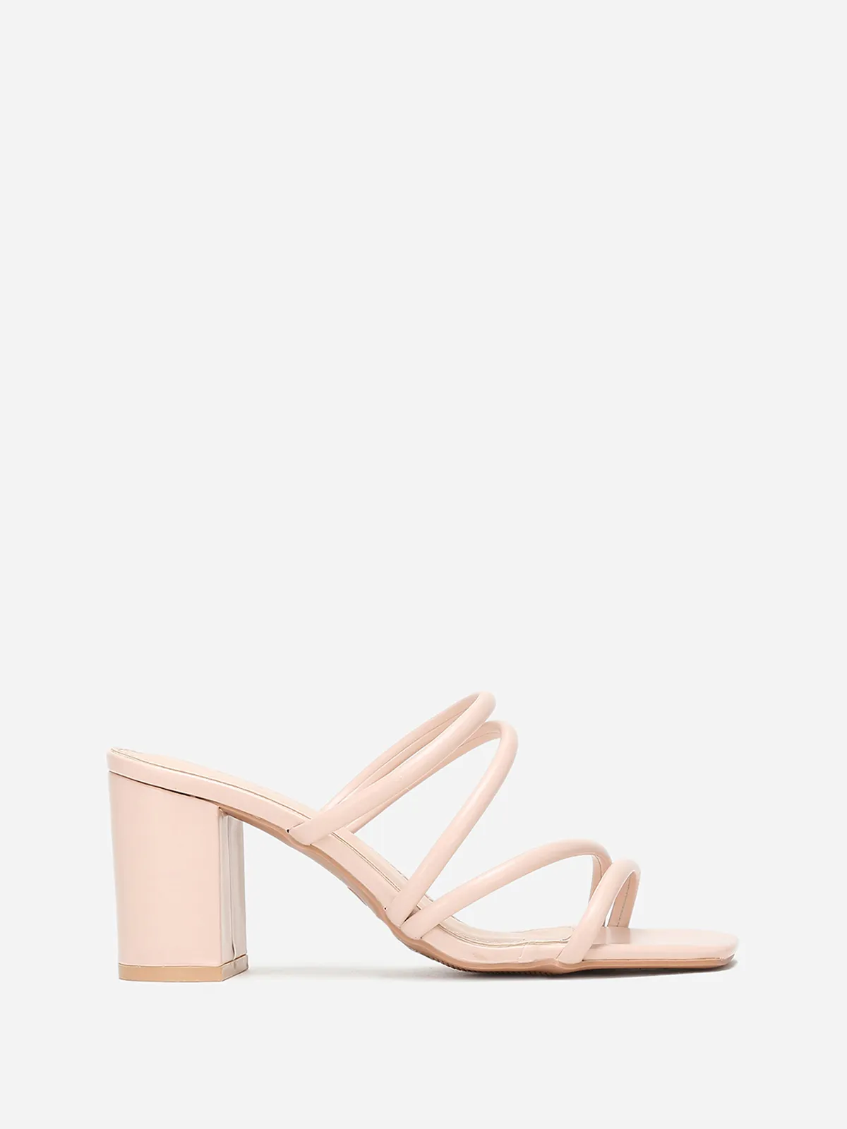 Mules à talon multi brides- Beige