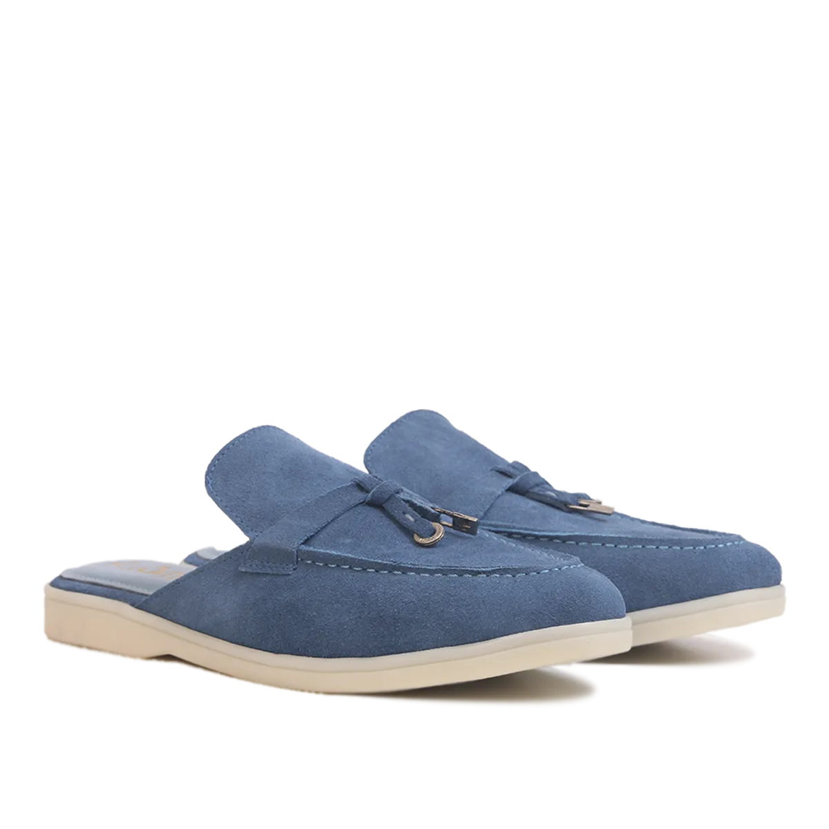 Mules en daim BLEU 07