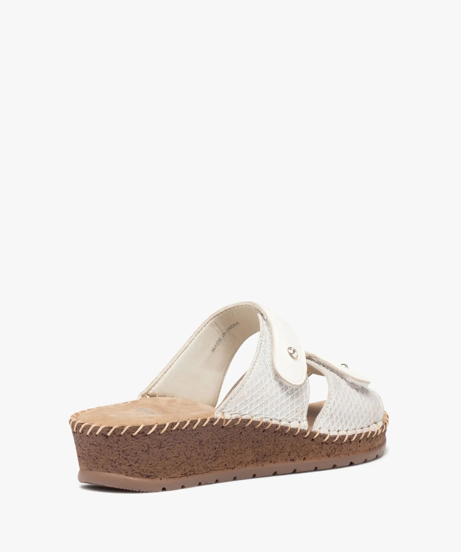 Mules femme confort à brides ajustables en cuir beige