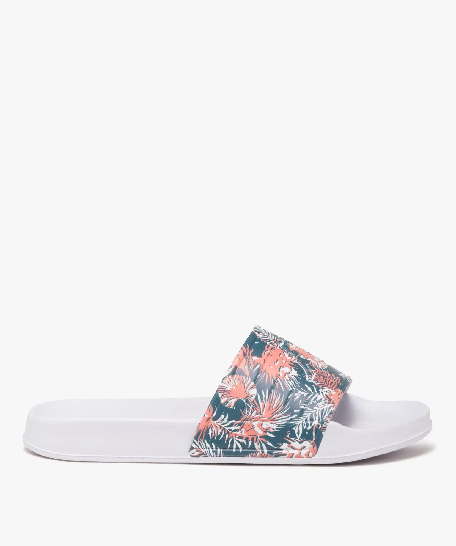 Mules femme à bandeau imprimé tropical - Kappa blanc