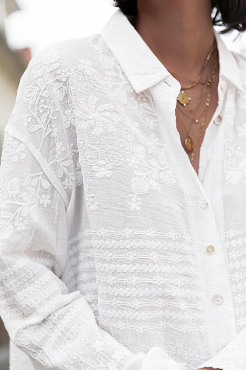 NINO Blanche Chemise Brodée femme