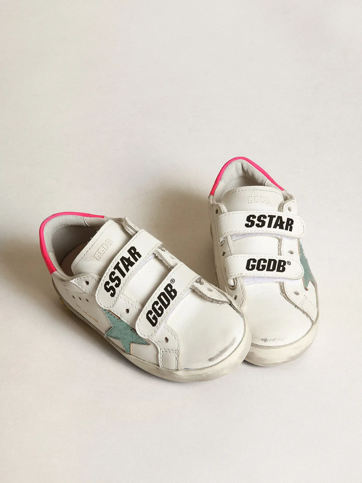 Old School Young avec étoile en cuir lamé aigue-marine | Golden Goose