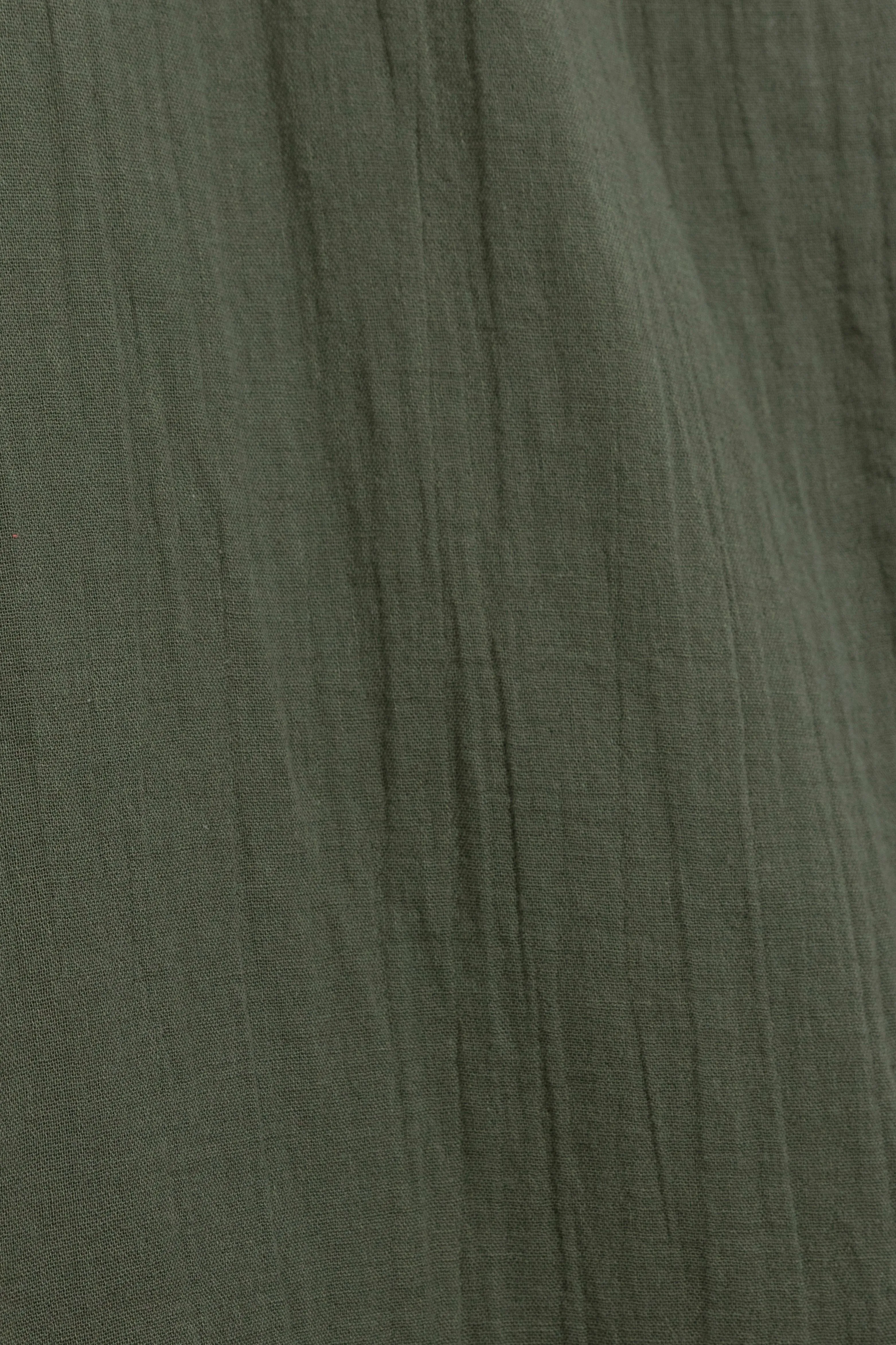 Pantalon jambes droites en mousseline - vert foncé