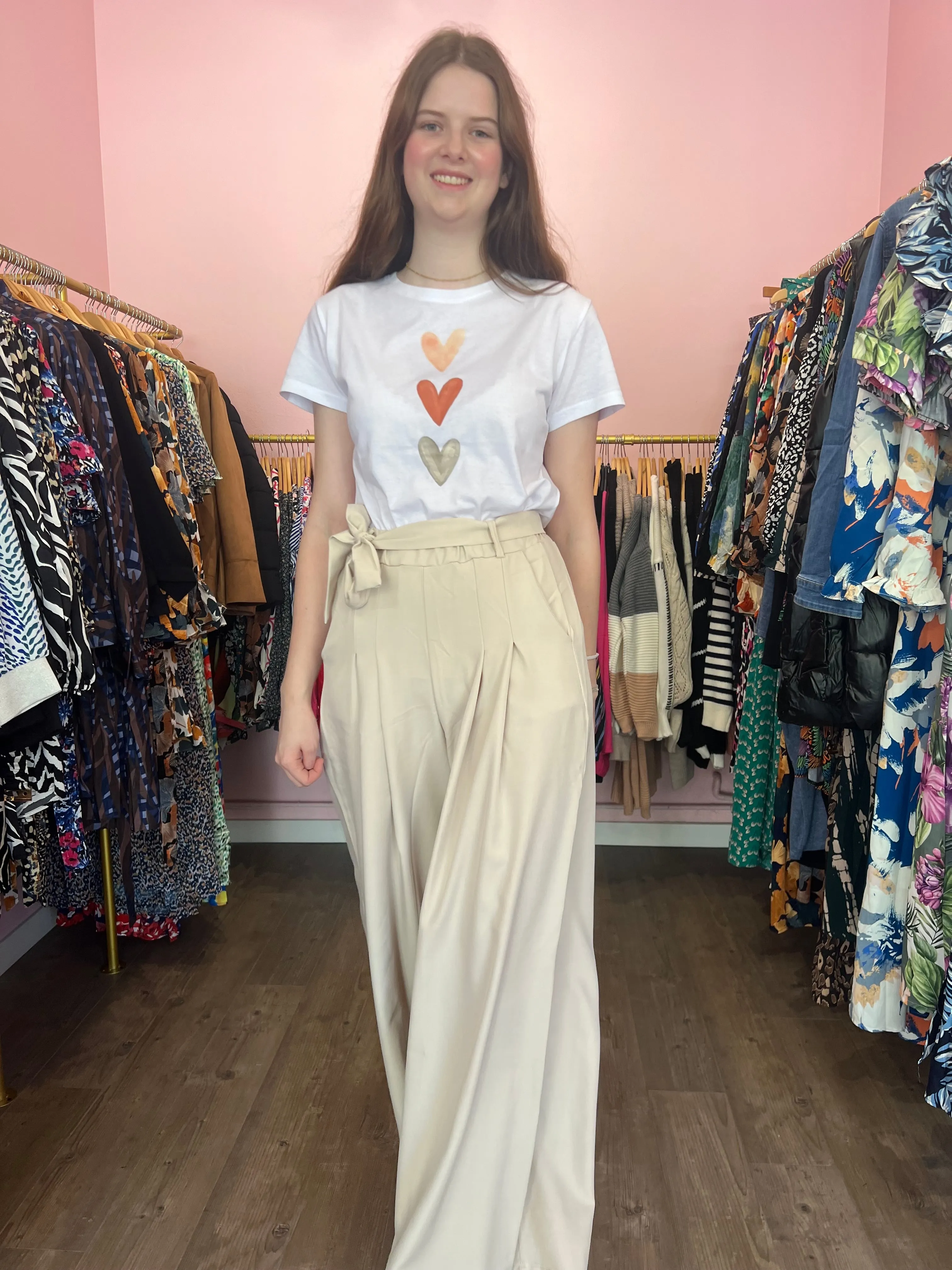 Pantalon large beige