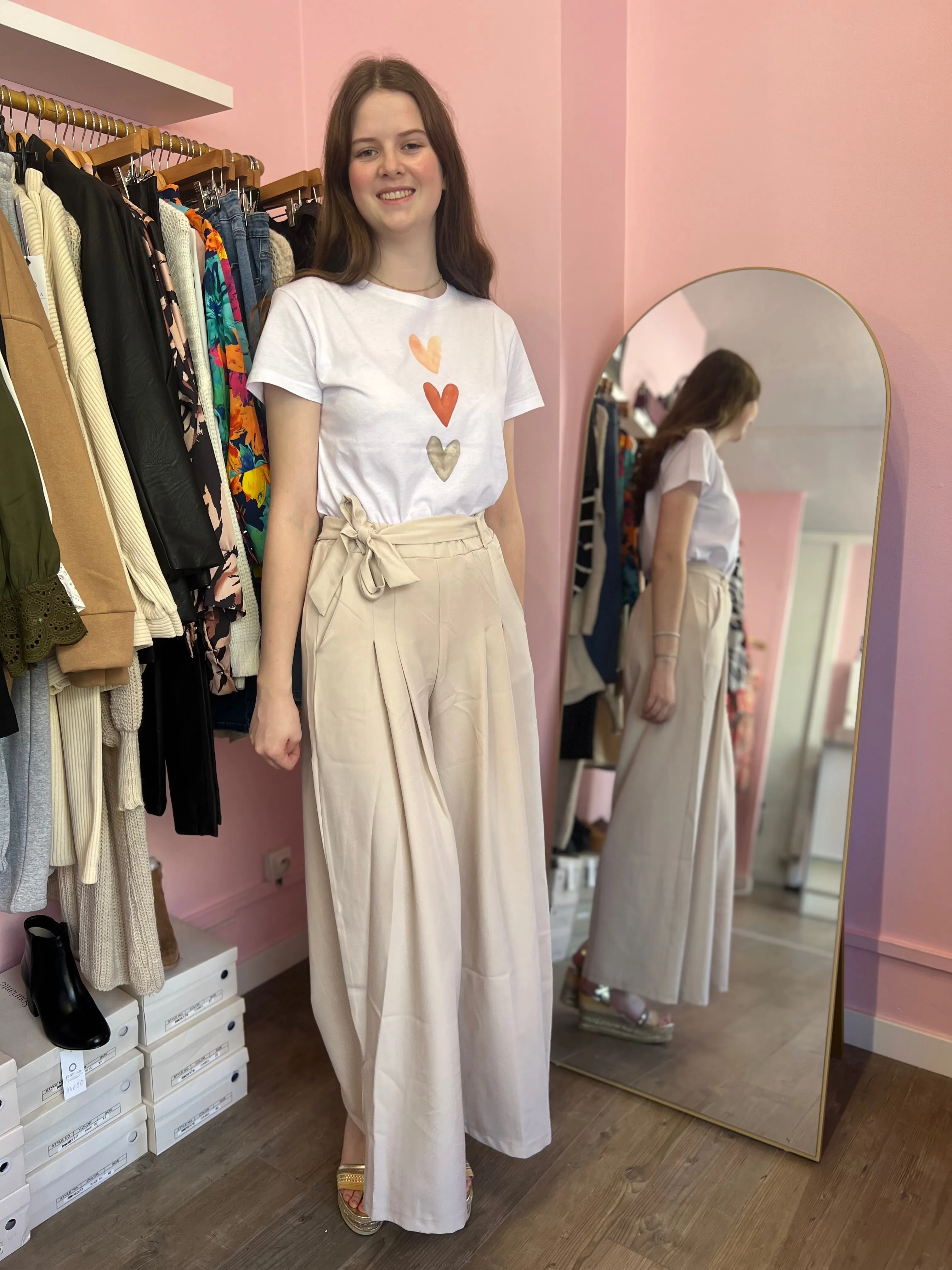 Pantalon large beige