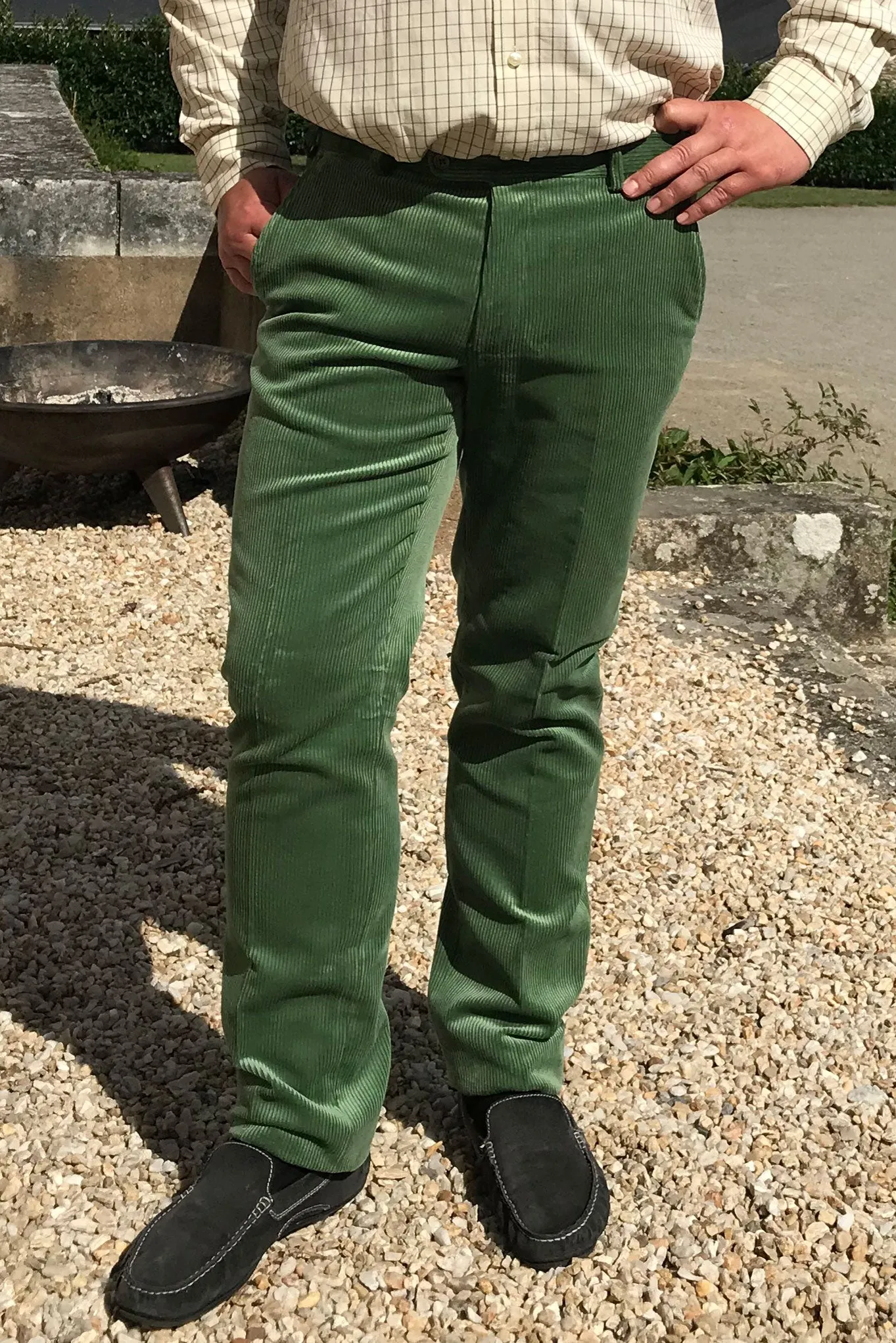 Pantalon velours côtelé homme vert menthe