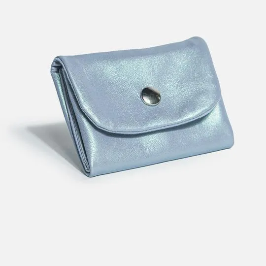 PORTE-MONNAIE ORIGAMI - CUIR IRISÉ BLEU CIEL