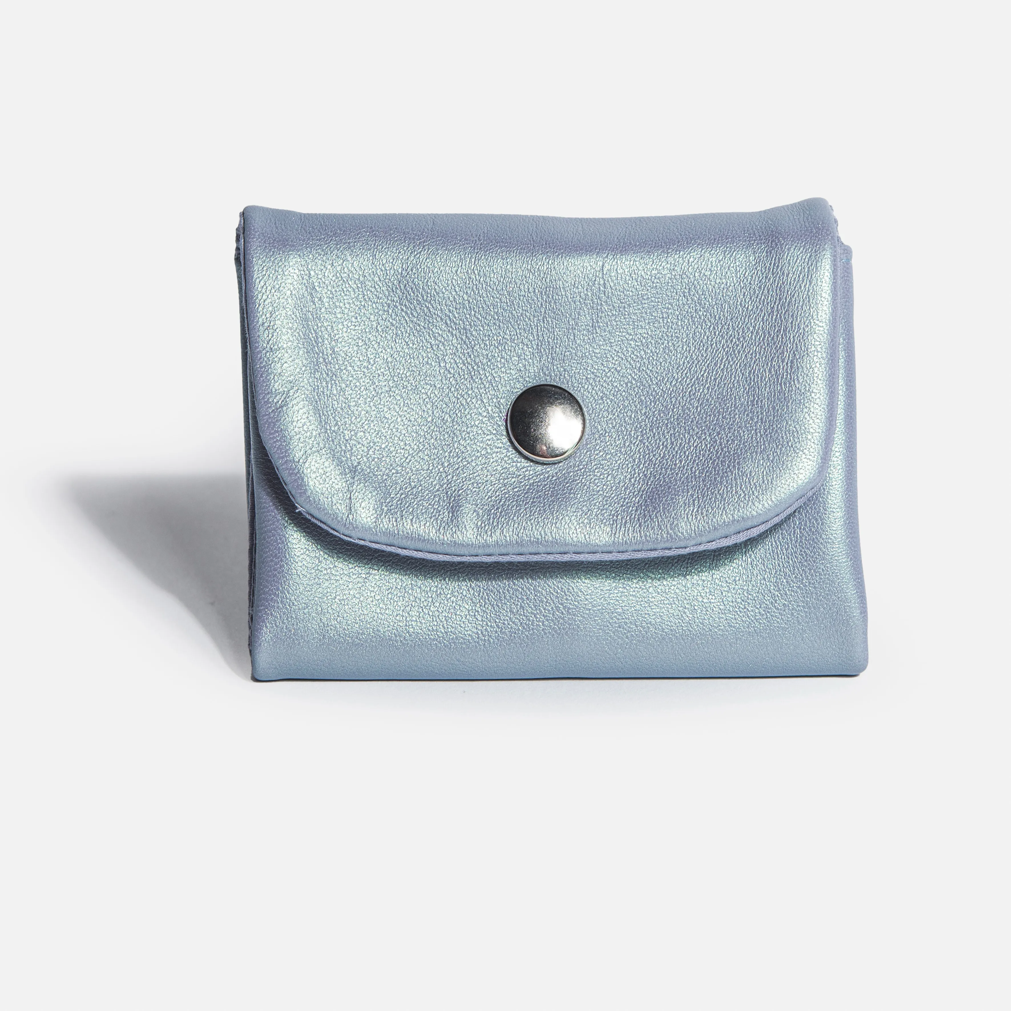PORTE-MONNAIE ORIGAMI - CUIR IRISÉ BLEU CIEL