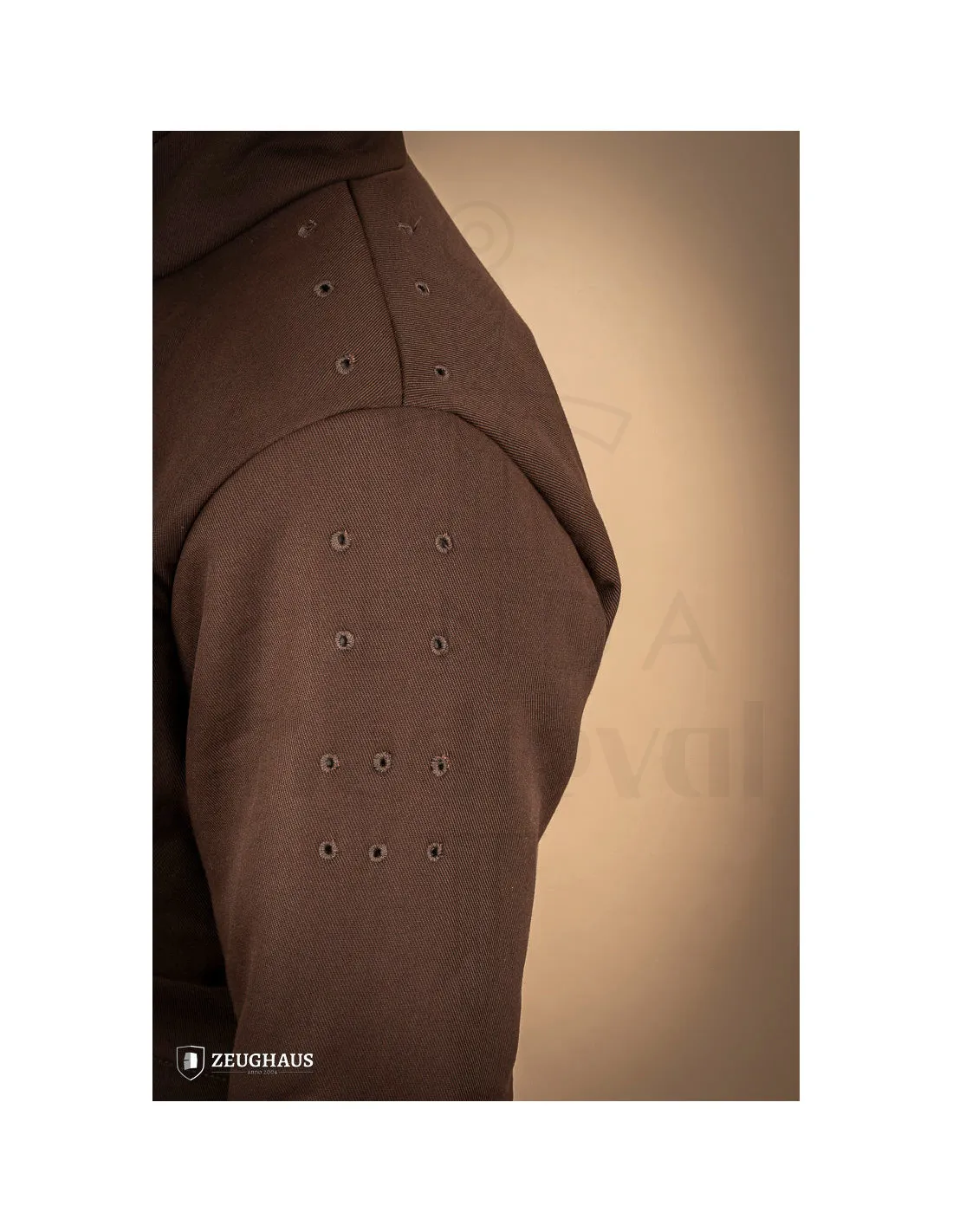 Pourpoint médiéval en coton modèle Arming, marron ⚔️ Boutique Épées