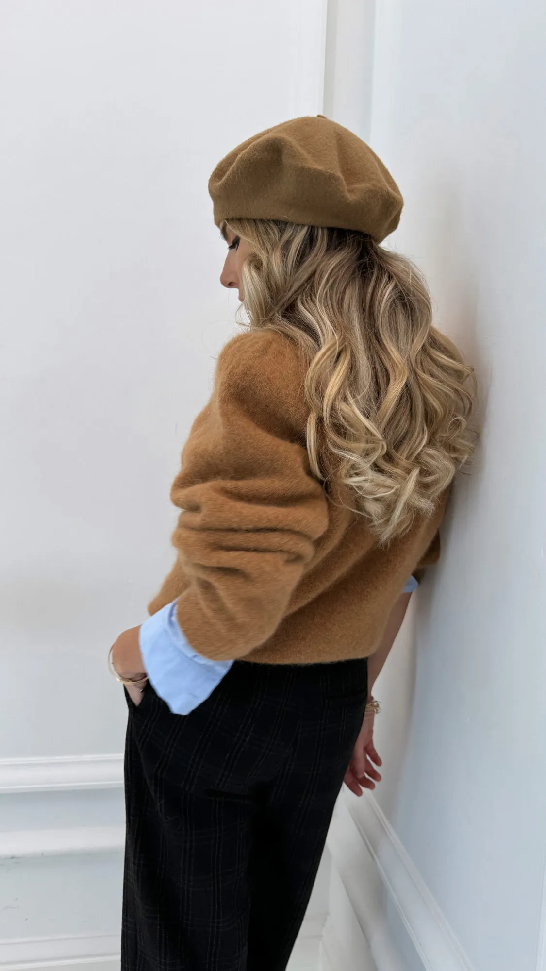 Pull camel avec alpaga col rond