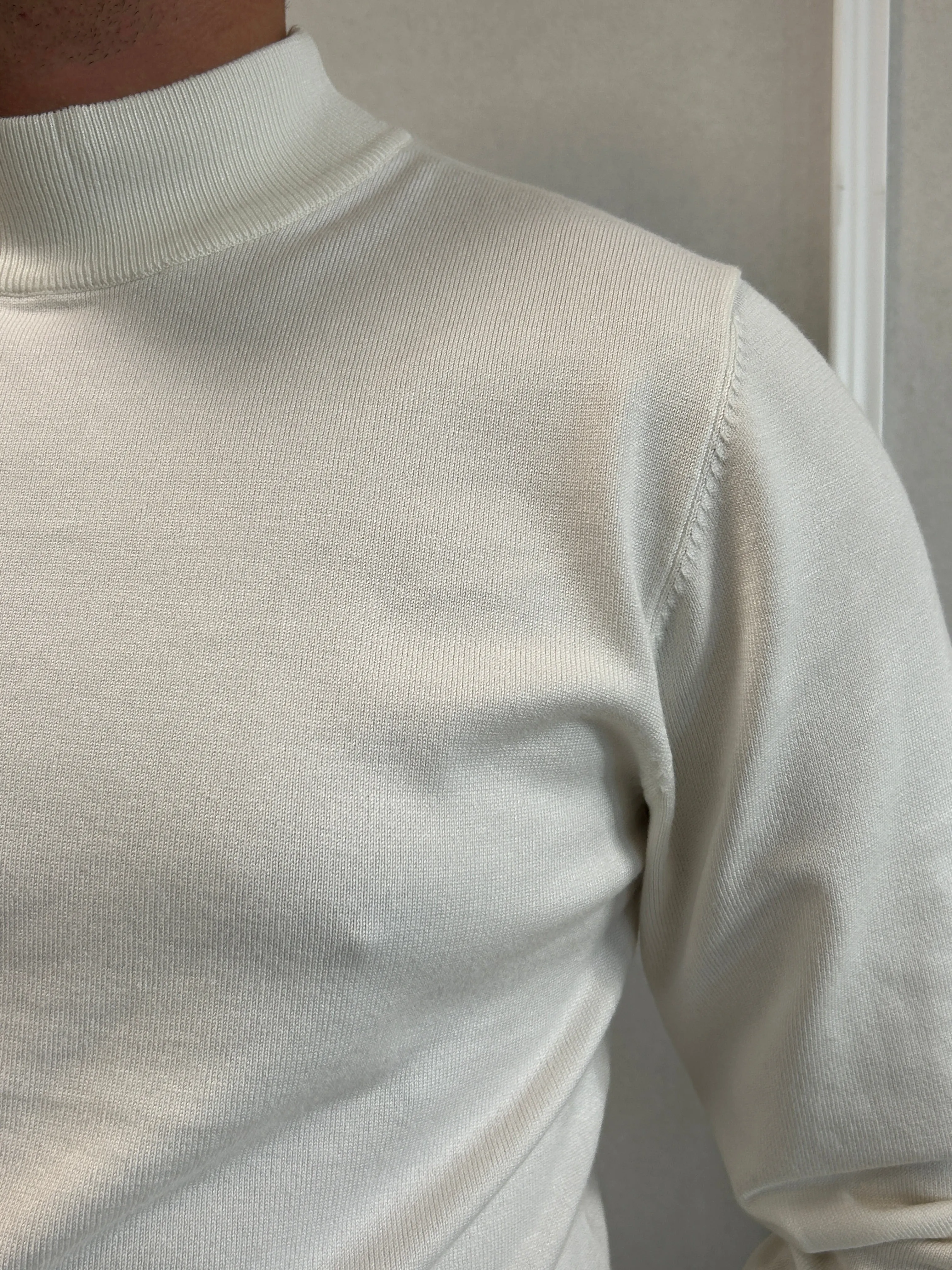 Pull Col Cheminé Blanc