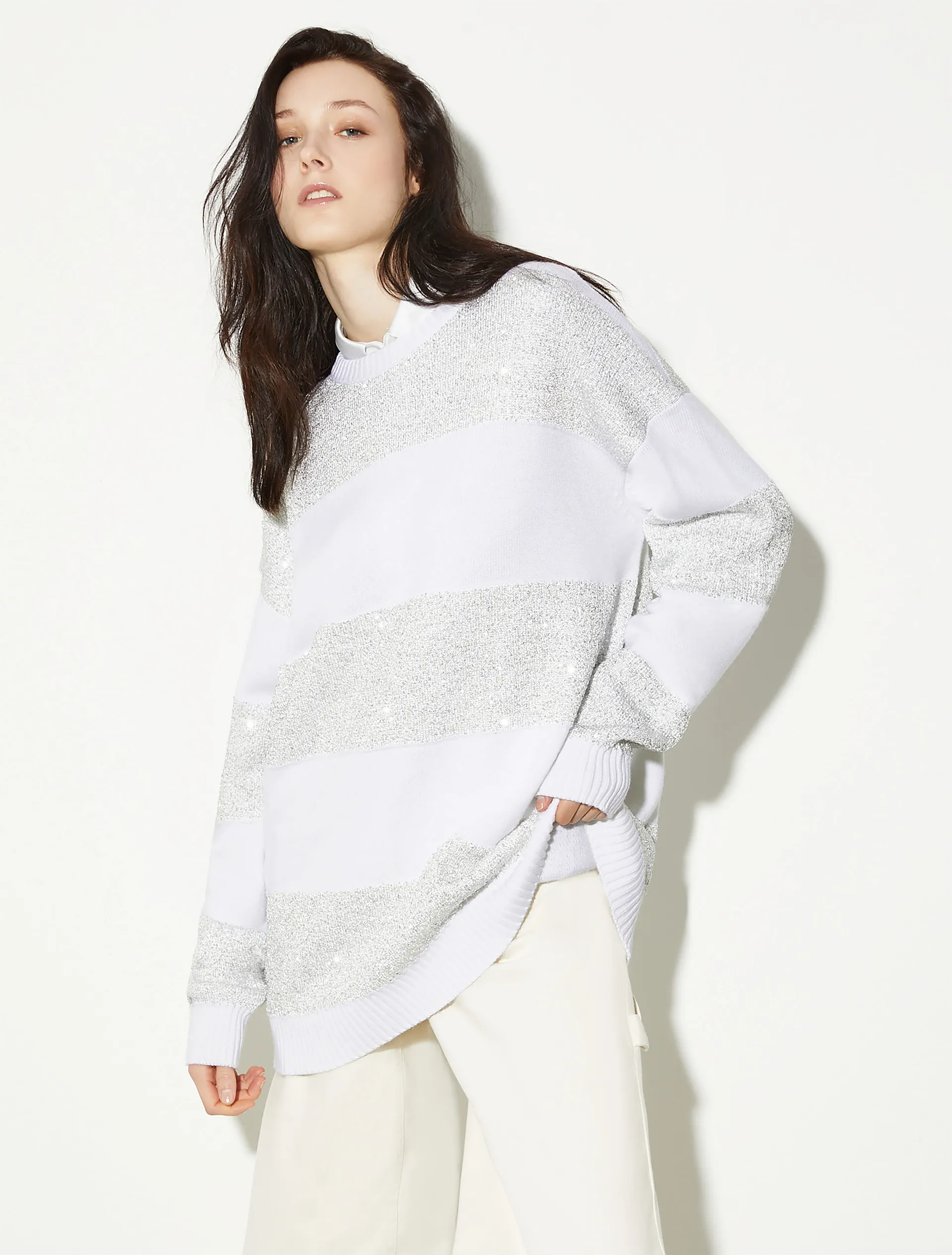 Pull rayé à sequins