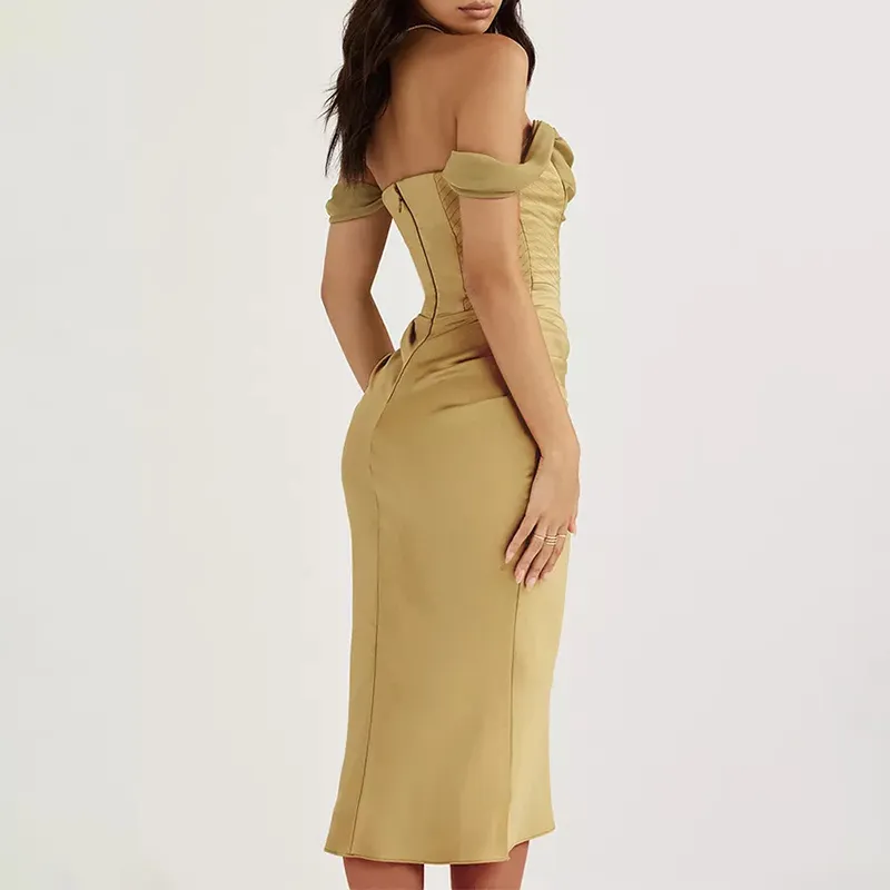 Robe corset verte mi-longue