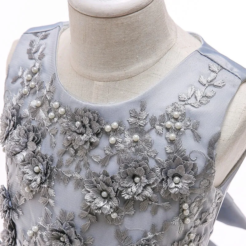 Robe Cérémonie Fille Grise