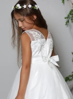 Robe cérémonie longue fille ivoire