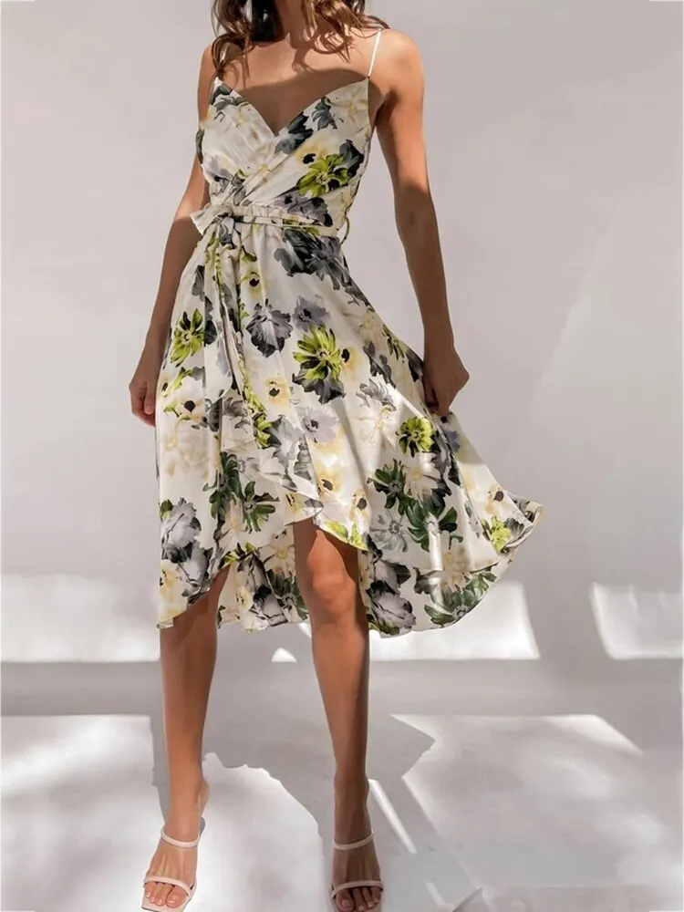 Robe Fleurie Mi-Longue de Cérémonie
