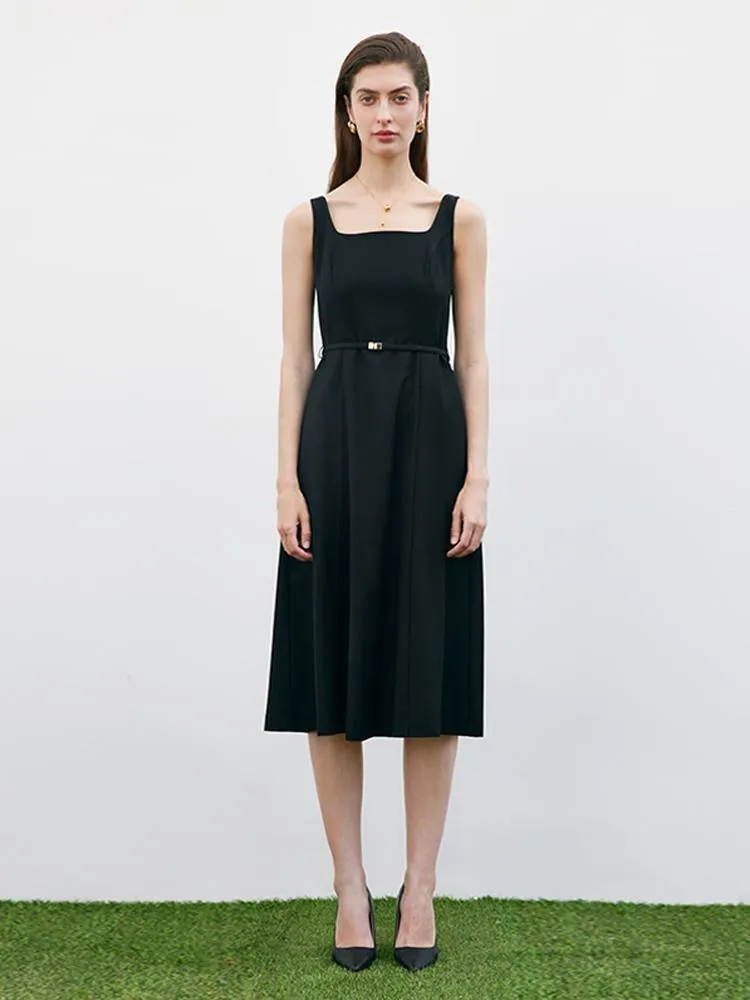 Robe midi gilet en laine peignée avec ceinture