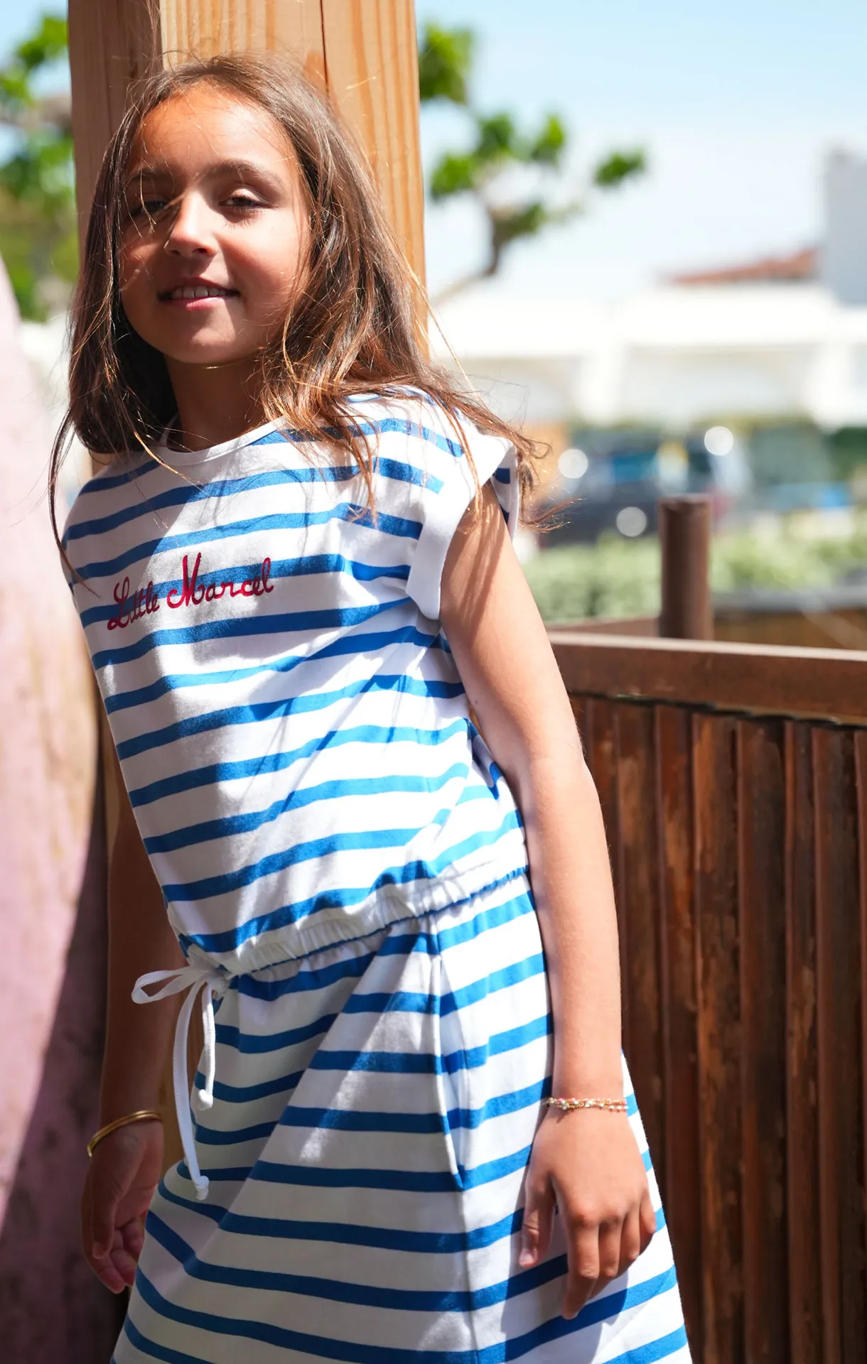 Robe à rayures Enfant Fille ROCASTA BLANC BLEU