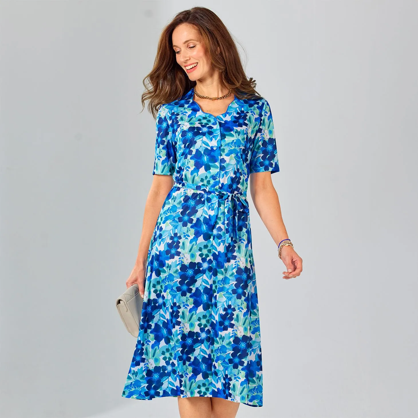 Robe décolleté coeur imprimée