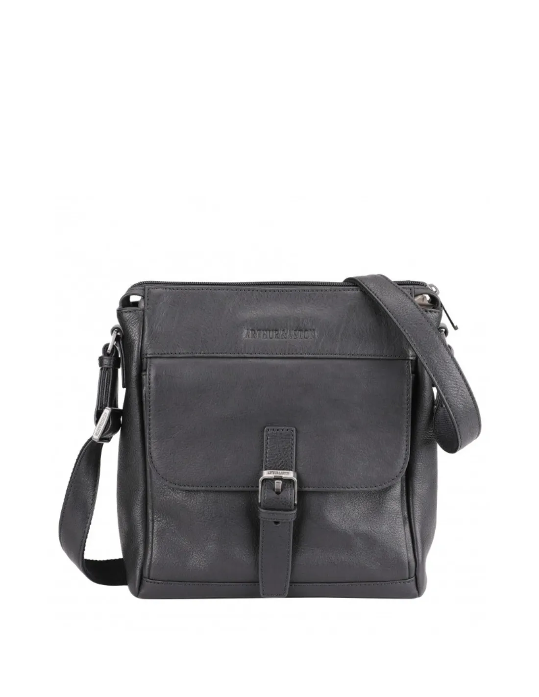 Sacoche homme cuir Arthur et Aston Ref 60542 A Noir 26*24*9 cm