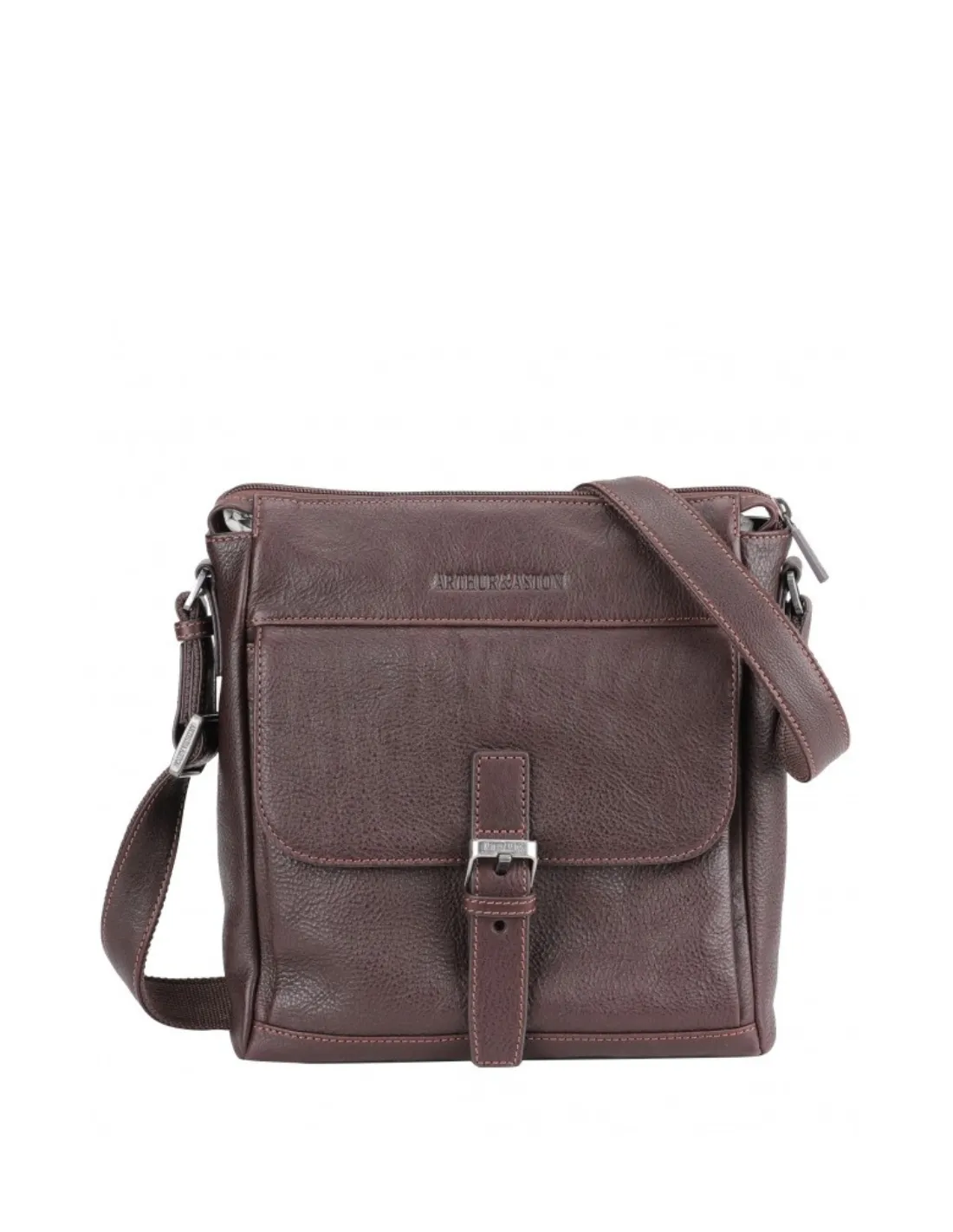 Sacoche homme cuir Arthur et Aston Ref 60542 C Chataigne 26*24*9 cm