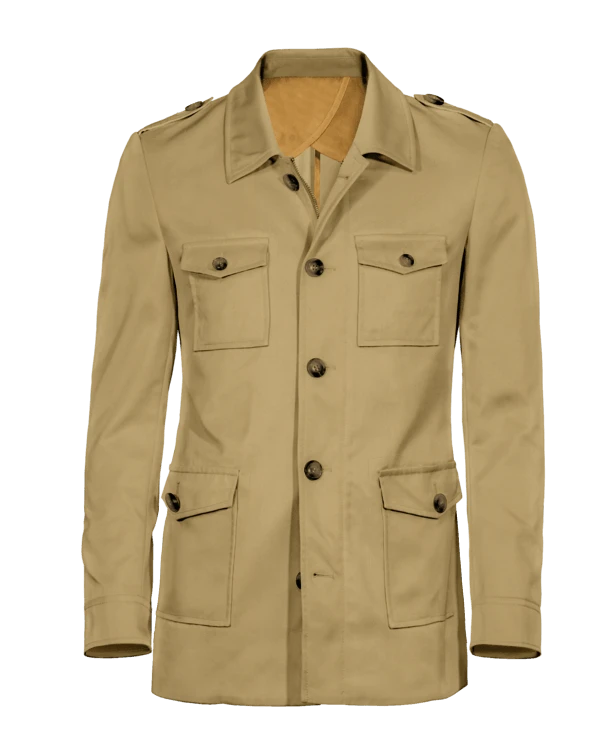 Saharienne en coton légère Sable imperméable col chemise avec épaulettes