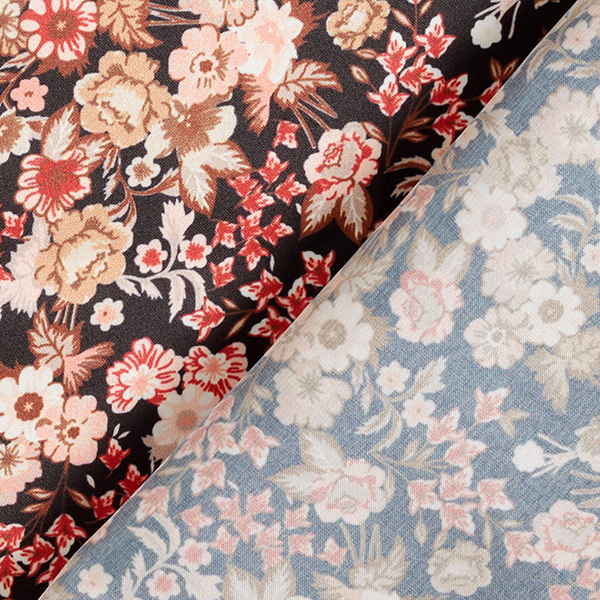 Satin Jolies fleurs – noir