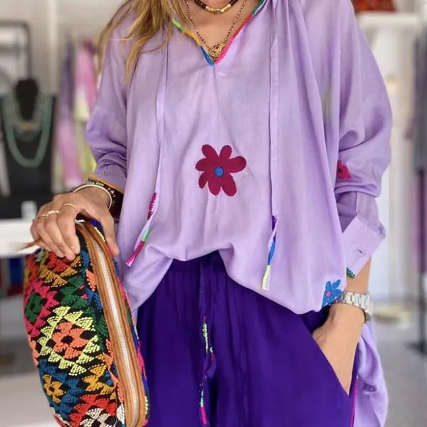 Stella H - Blouse - Axel Flower Violet
