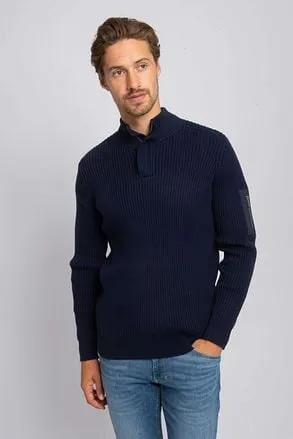 Suitable Mou Pull Demi-Zip Bleu Foncé RSP-24PUMOUZ-NA comma