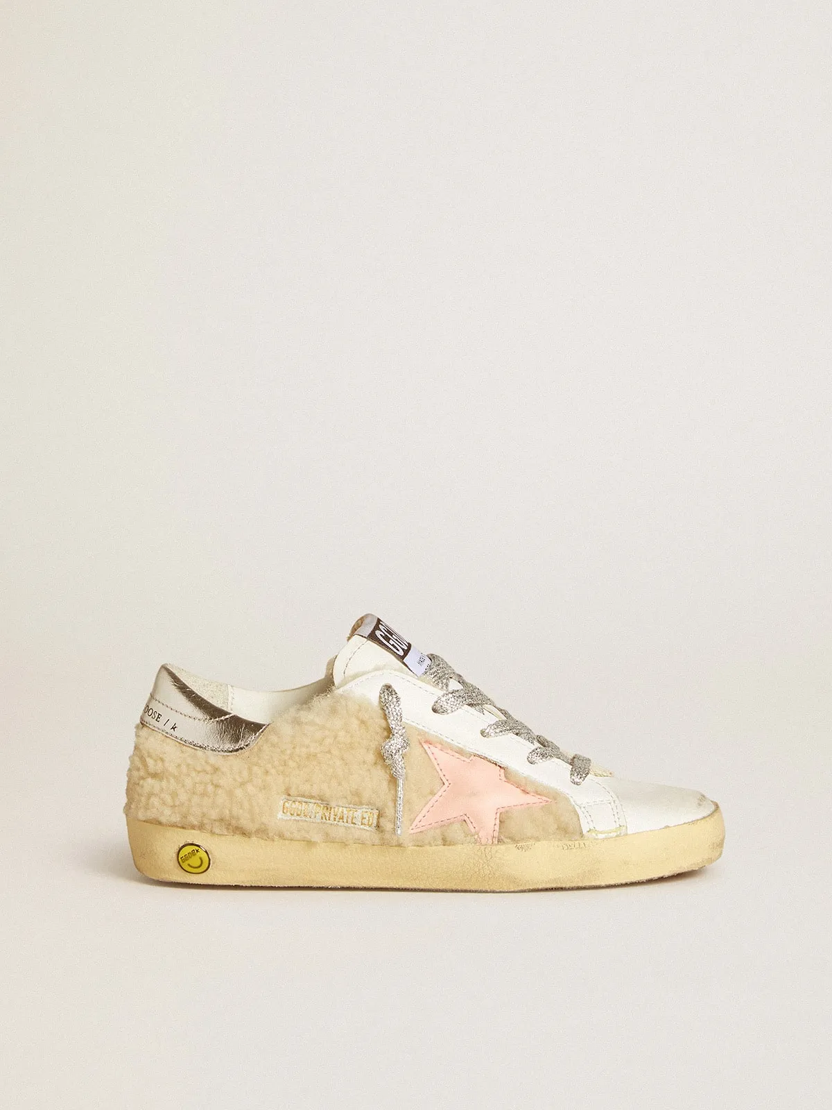 Super-Star en shearling avec étoile en cuir et contrefort argenté | Golden Goose