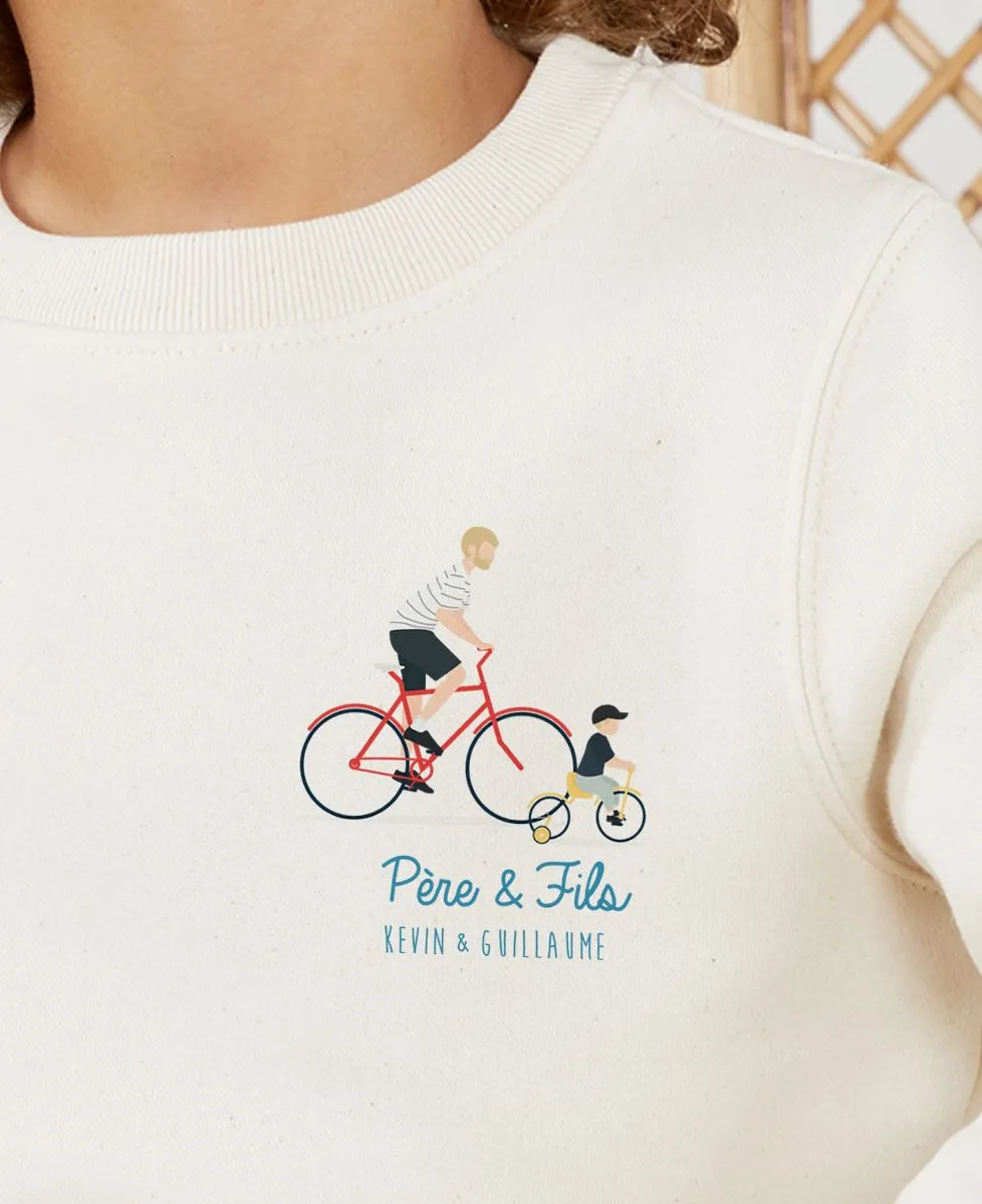 Sweatshirt enfant Parent et enfant à vélo personnalisé