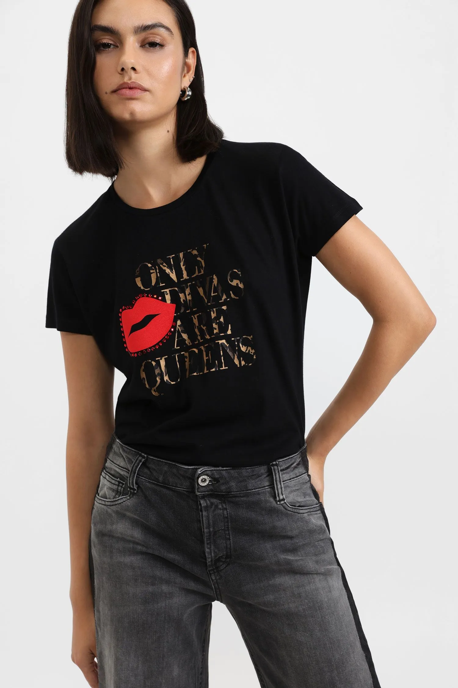T-shirt à imprimé unique et manches courtes