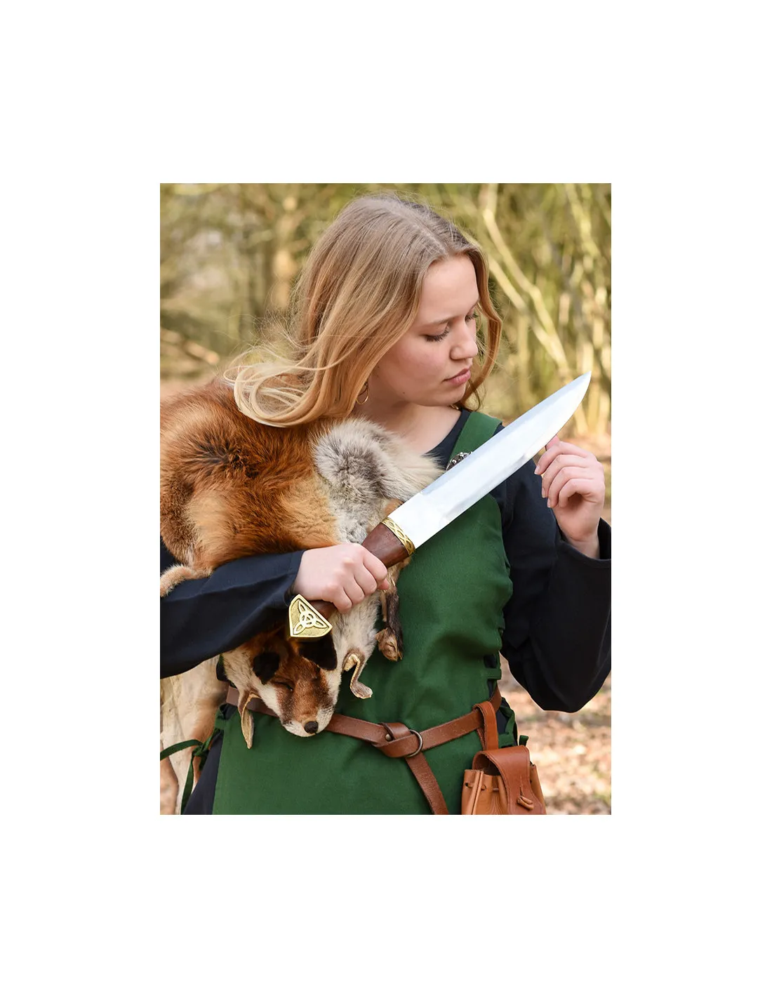 Tablier viking Tina en coton, couleur verte ⚔️ Boutique Épées