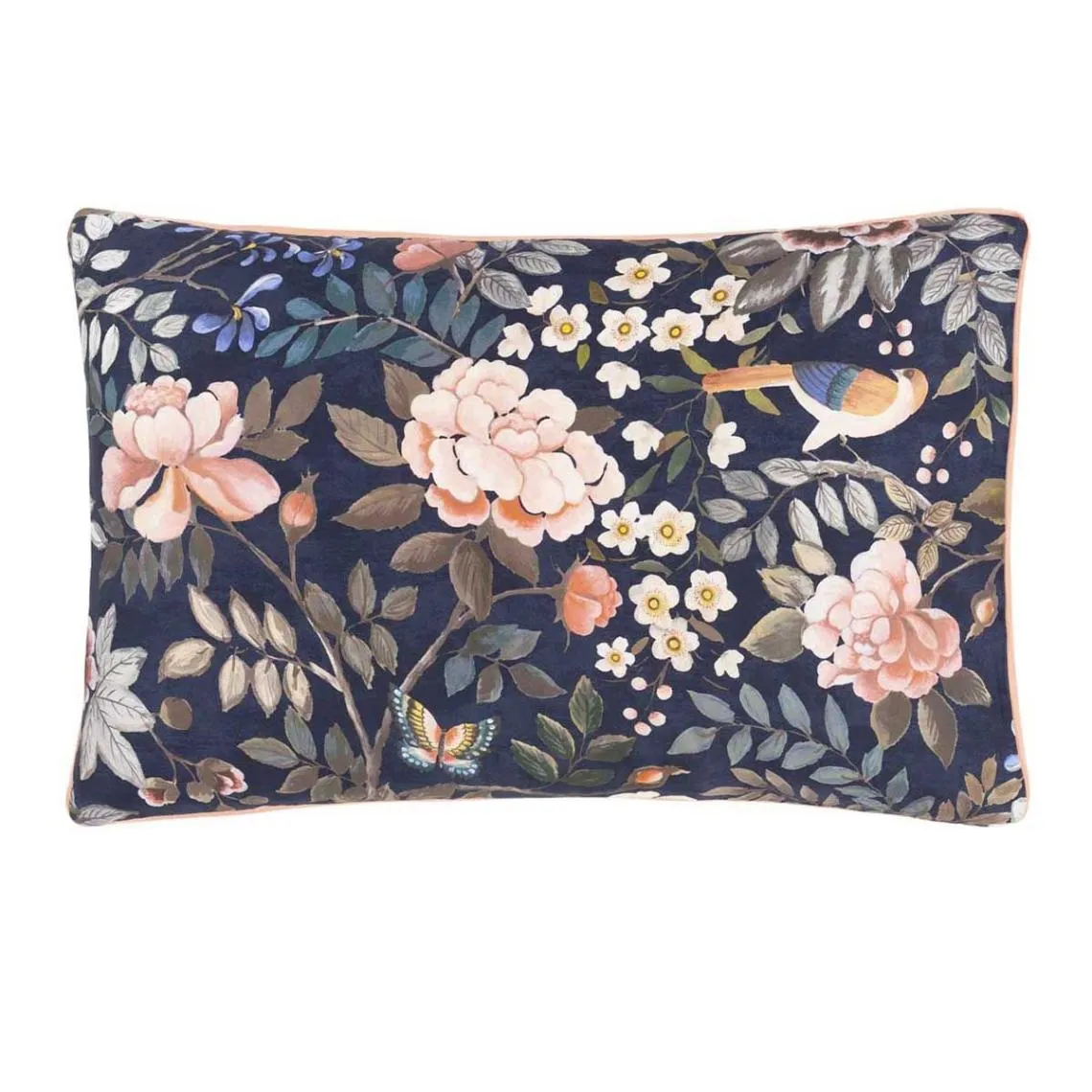 Taie d'oreiller imprimée PORCELAIN DE CHINE en satin de coton bleu nuit | 3 Suisses