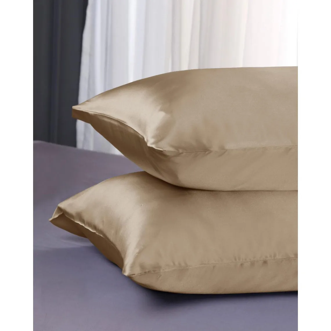 Taie d’Oreiller Simple Enveloppée En Soie  Beige café | 3 Suisses