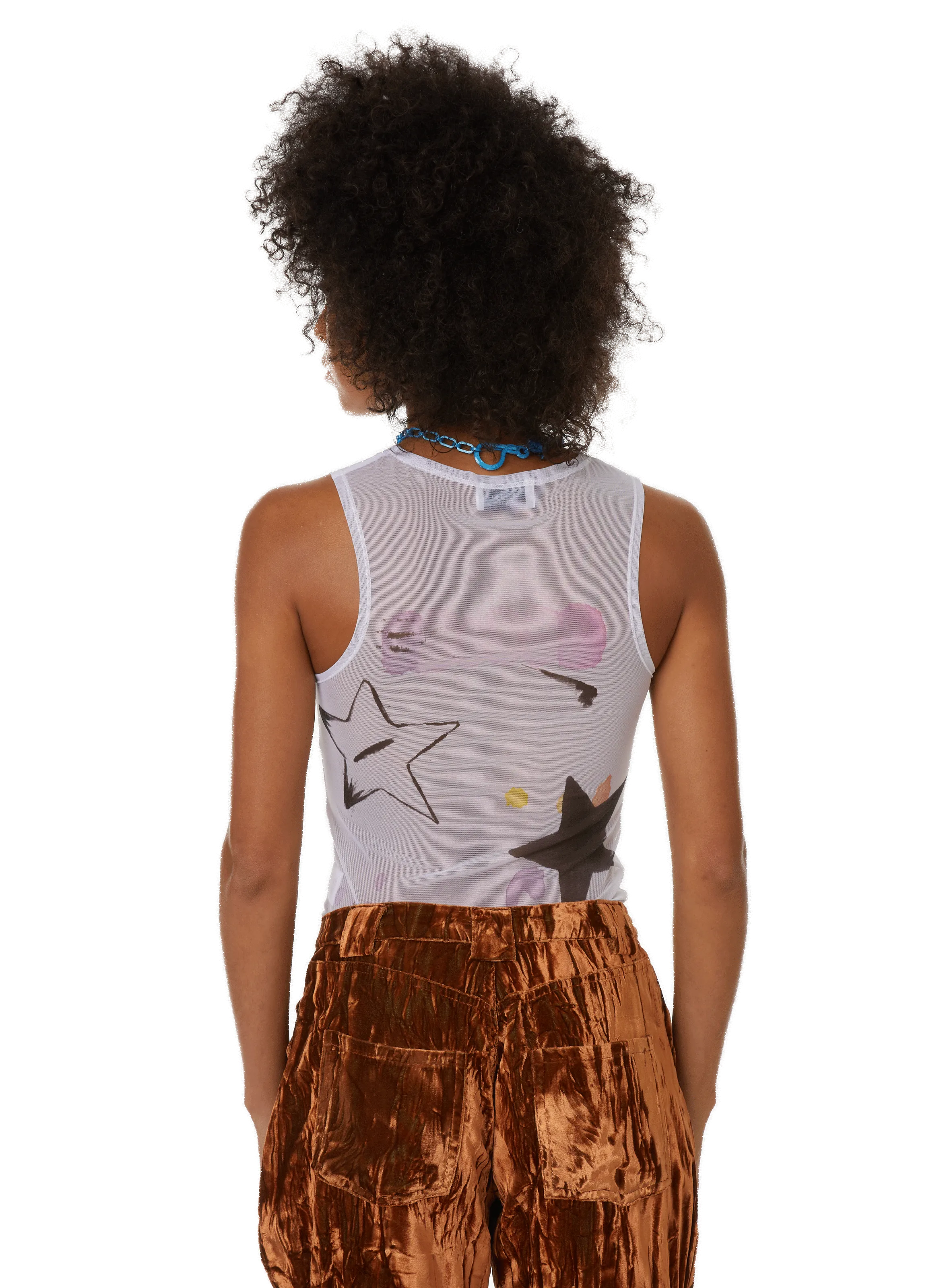 TOP à IMPRIMé SANS MANCHES EN TISSU MESH - COLLINA STRADA pour FEMME | Printemps