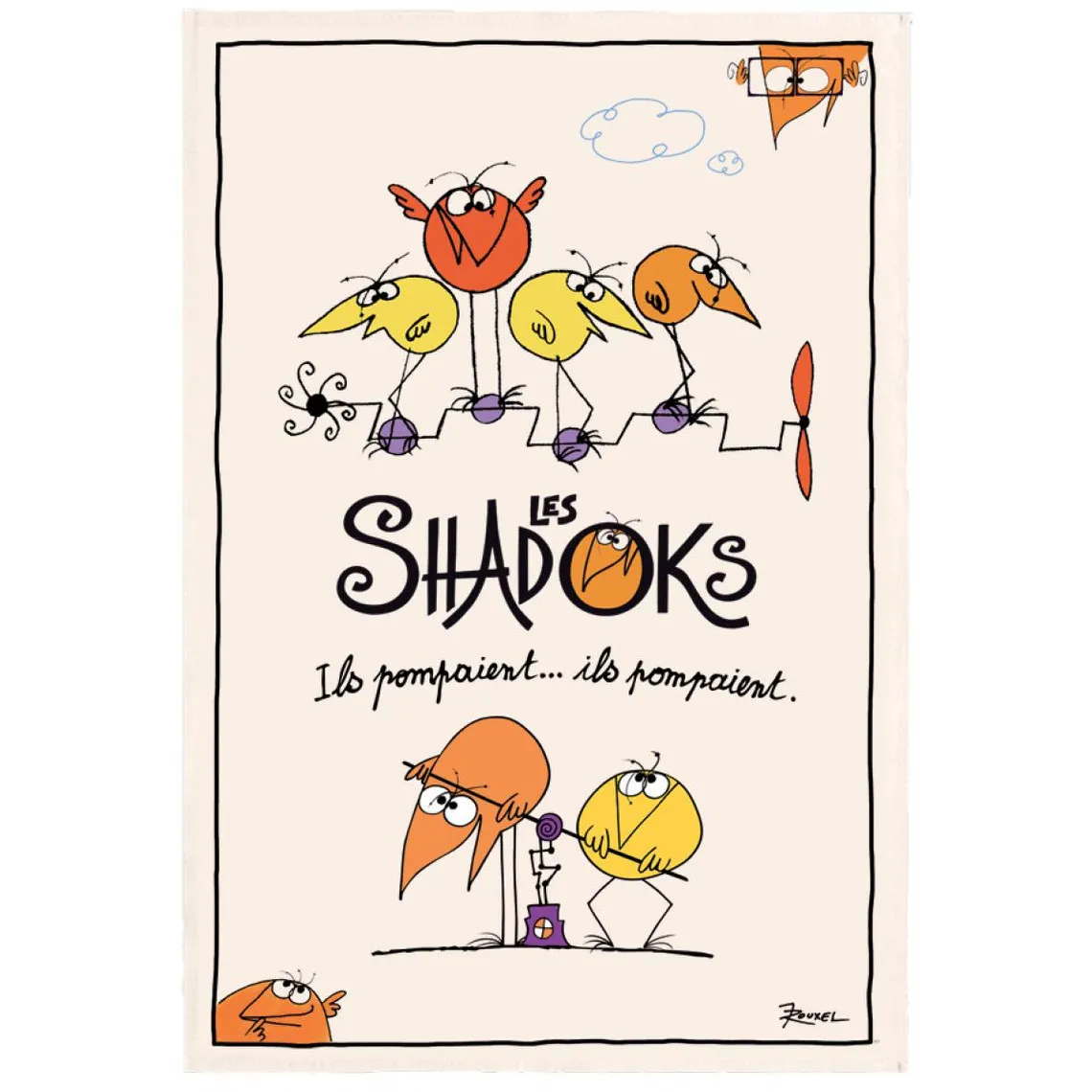 Torchon Coton Shadoks Ils pompaient Ecru 48 x 72 | 3 Suisses