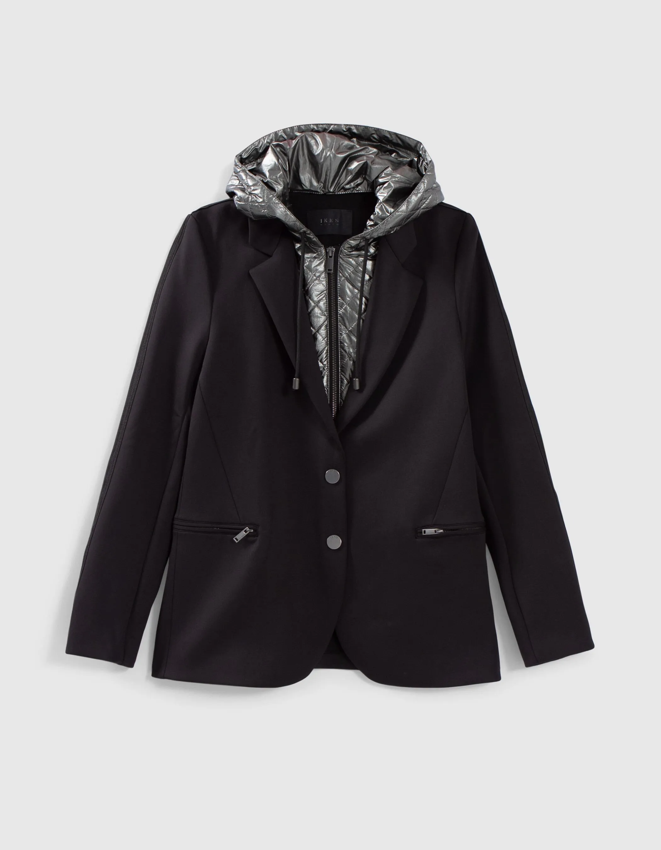 Veste de costume noire parementure métallisée Femme