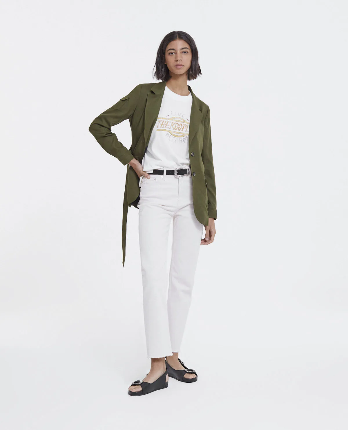 Veste kaki fluide tencel à poches