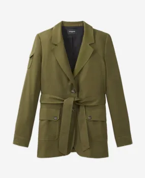 Veste kaki fluide tencel à poches