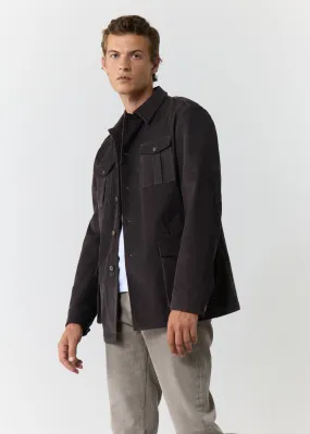 Veste saharienne en velours côtelé uni chocolat